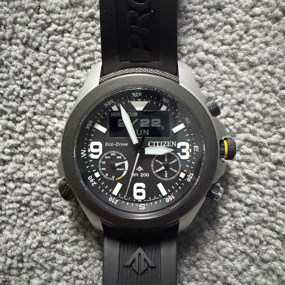 Citizen Eco-Drive, Analog - Digital, Black and Silver Chronograph Watch